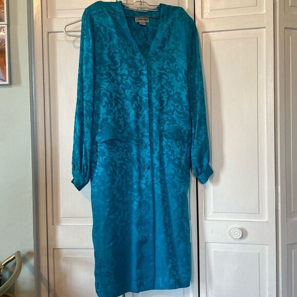 Vintage Adrianna papell 100%silk house coat/dress.  Size 6 - Picture 1 of 9